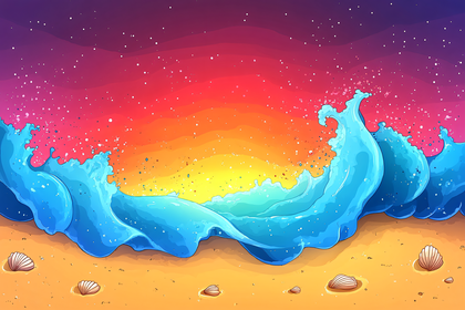 Crashing Waves At Sunset Beach