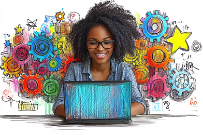 Creative Woman Working on Laptop