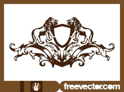 Crest With Lions Free Vector