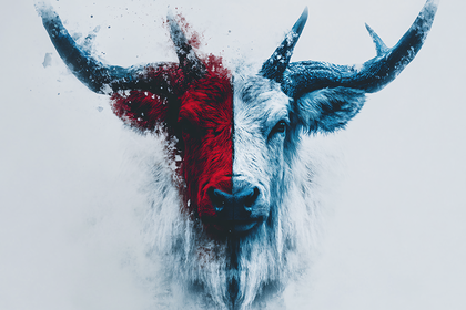 Crimson and Azure Deer Head