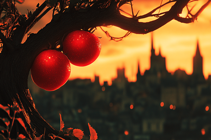 Crimson Apples at Dusk