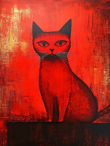 Crimson Cat Contemplation