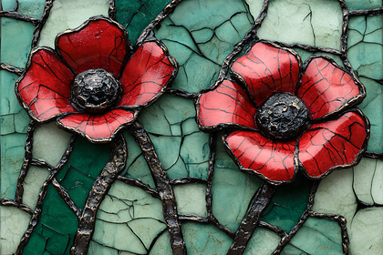 Crimson Poppies Ceramic Art