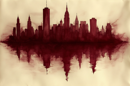 Crimson Skyline Reflection