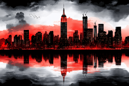 Crimson Skyline Reflection