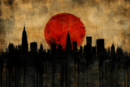 Crimson Skyline Silhouette