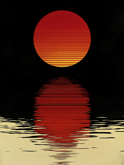 Crimson Sun Reflection