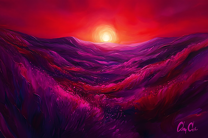Crimson Waves at Sunset