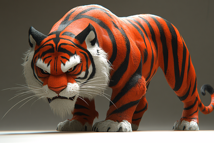 Crouching Cartoon Tiger