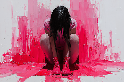 Crouching Figure in Pink