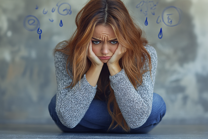 Crouching Woman Feeling Sad