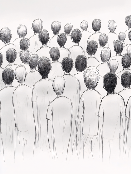Crowd From Behind Sketch