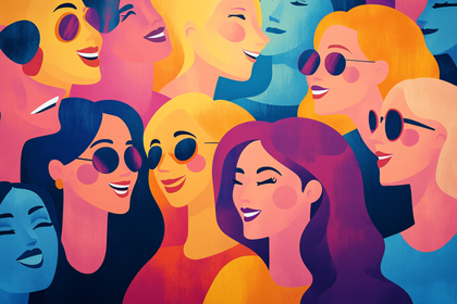 Crowd of Smiling Women