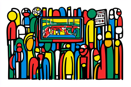 Crowd Watching a Game on TV