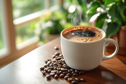 Cup Of Coffee With Beans