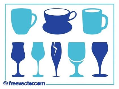 Cups and Glasses Set Free Vector