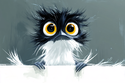 Curious Bird Peeking Over Wall