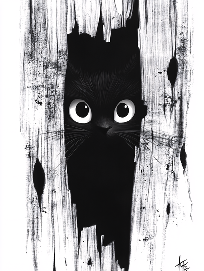 Curious Black Cat Peeking