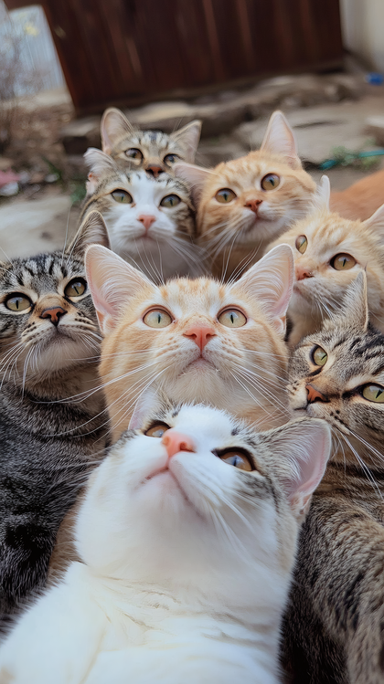 Curious Cats Looking Up