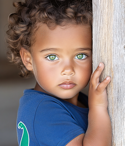 Curious Child with Green Eyes
