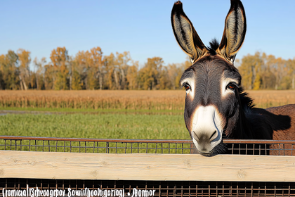 Curious Donkey Over Fence