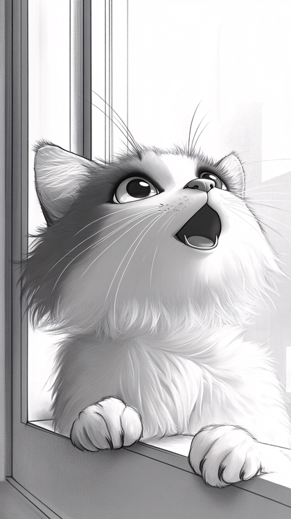 Curious Feline Gazing Out a Window