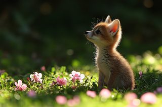 Curious Fox Cub in Spring Meadow