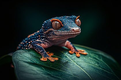 Curious Gecko on Green Leaf