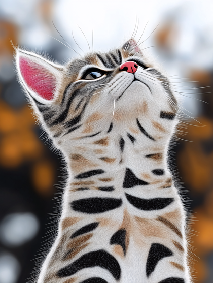 Curious Kitten Gazing Up
