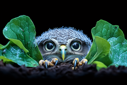 Curious Owl Chick Peeking