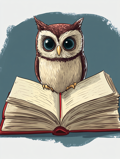 Curious Owl With Book