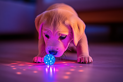 Curious Puppy and Glowing Ball