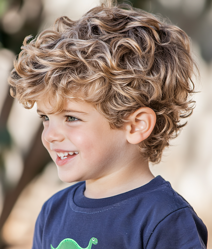 Curly Haired Boy Smiling