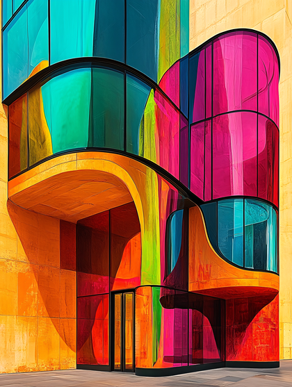 Curved Colorful Building Front