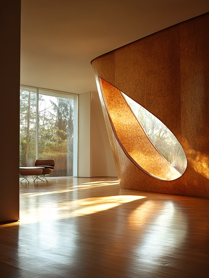 Curved Wall With Leaf Window