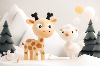 cartoon giraffe and sheep