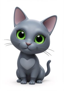 gray kitten 3d