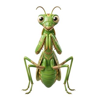 cartoon praying mantis