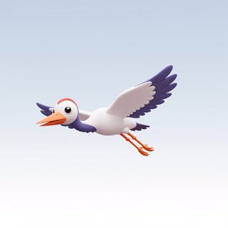 cartoon flying stork