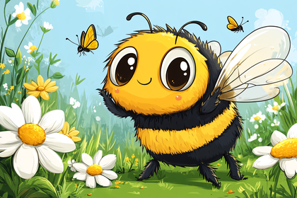 Cute Bee in Meadow