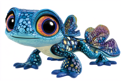 Cute Blue Lizard with Wings