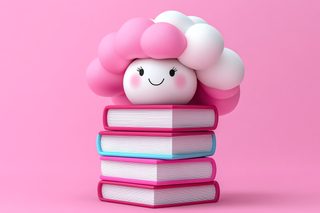 Cute Bookworm Character on Books