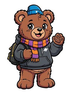 student bear cartoon