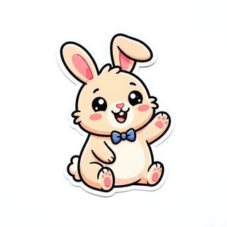 Waving bunny cartoon