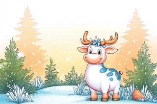 cute winter cow