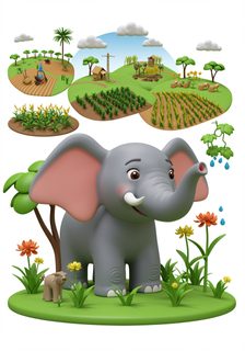 cartoon elephant farm