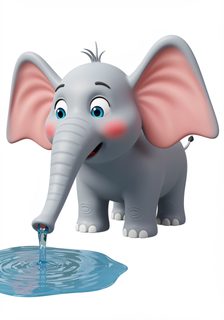 cartoon elephant drinking