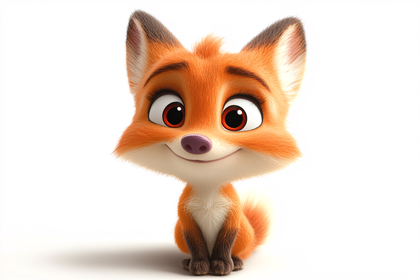 Cute Cartoon Fox Cub Portrait
