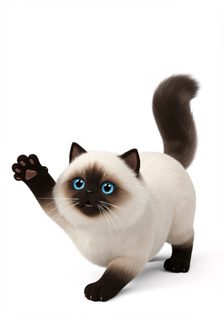 waving fluffy kitten