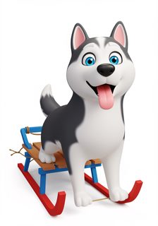 husky on sled